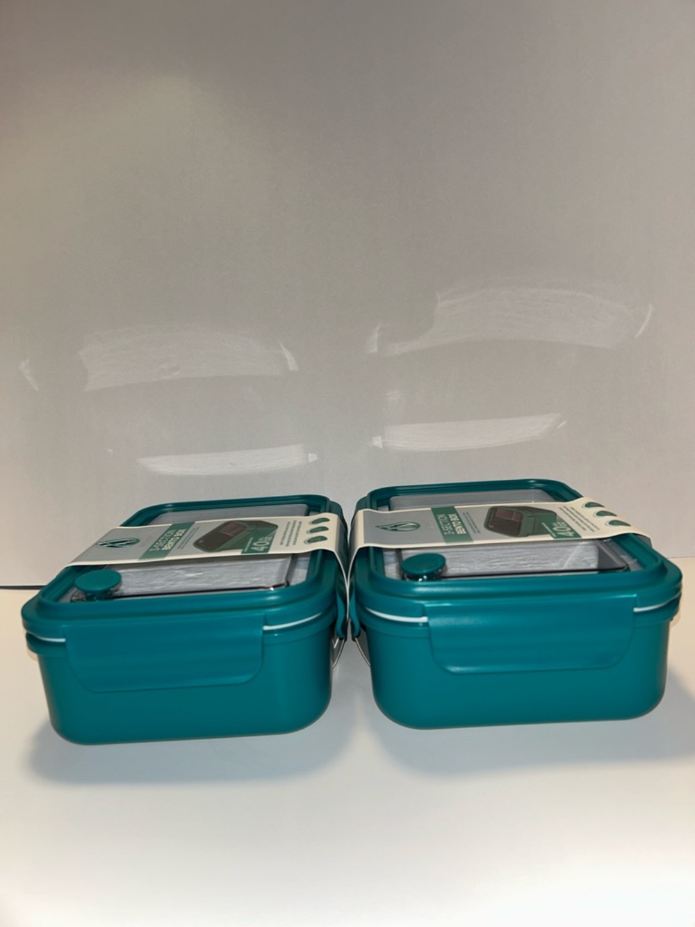 Manna Set of 2 3-Section Bento Box in teal, featuring a total capacity of 40 oz. - Picture 11 of 16